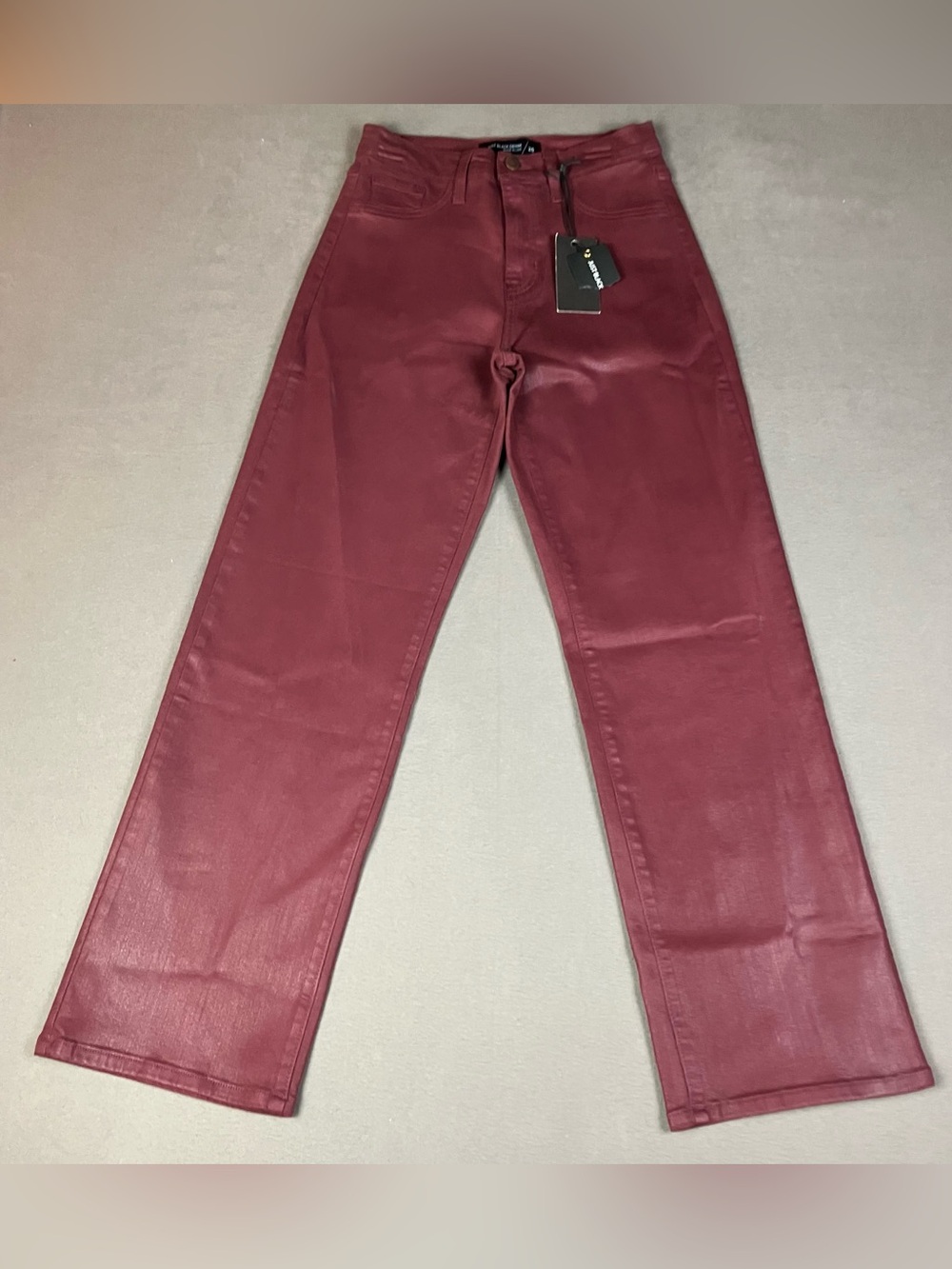 Just Black Denim Jeans Women’s Size 25 Coated Straight Leg Burgundy Pants NWT !